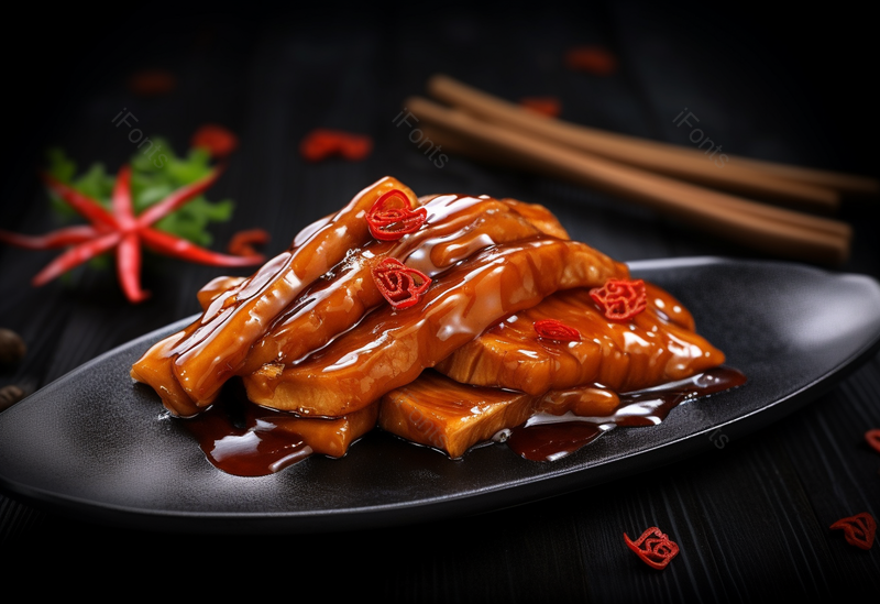 黑色背景放在石板上的黄色卤菜高清摄影图美食,高清,摄影图,摄影图片,图片大全,摄影图免费下载